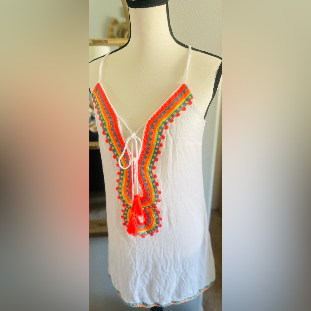 Francesca’s Gauze embroidered dress sz small.